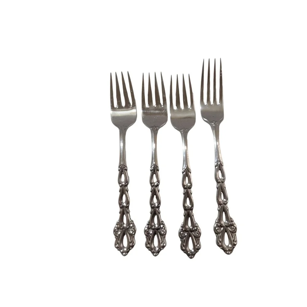 Oneida Community Stainless Chandelier Forks Set of 4 Dinner Salad 1970s Vintage